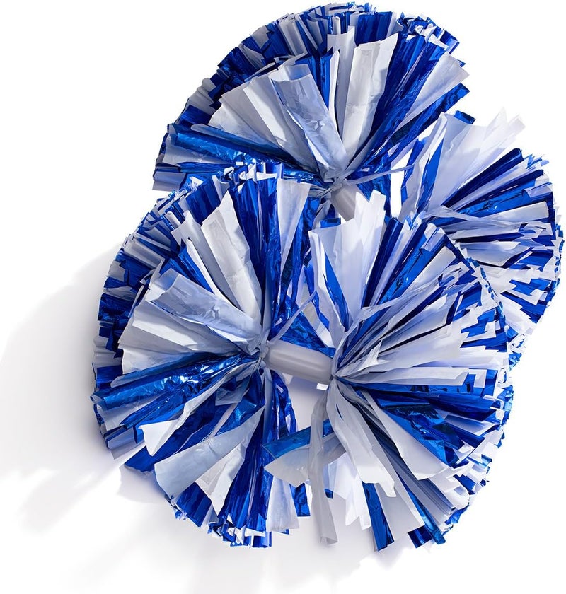 Anderson's Metallic Blue & White Foil Baton School Spirit Shakers, Cheerleader Pom Poms, Football, Basketball, Homecoming Squad, Team, Party, Dance, Club, Performance, Fan Celebration Pack of 2 - Image 2
